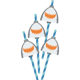 Pirate Shark Birthday Party Straws, 12-pk Overhead_Flat