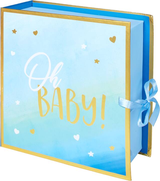 Blue Oh Baby Boy Keepsake Box Front_Angled_Left