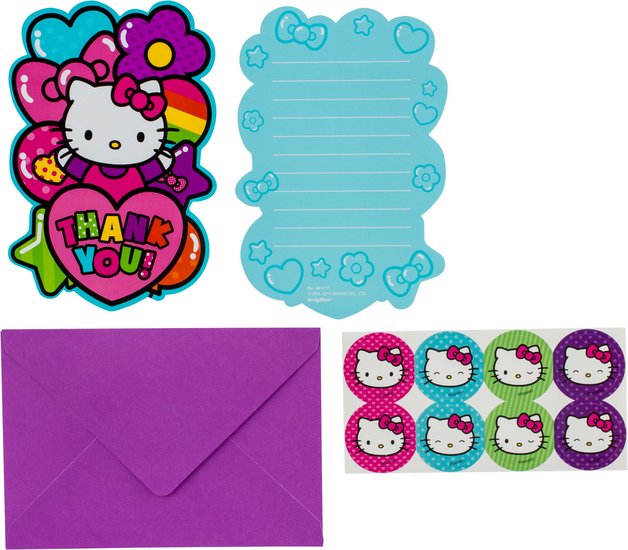 Rainbow Hello Kitty Birthday Party Thank You Notes, 8-pk Composite_or_Mixed