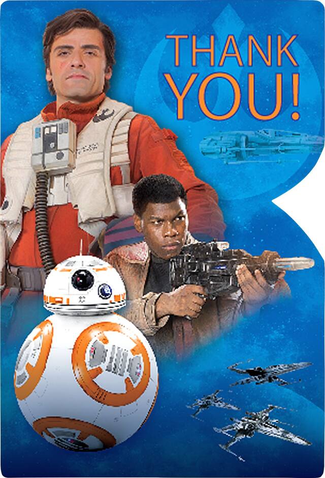 Star Wars VII The Force Awakens Thank You Notes, 8-pk Back_Flat