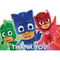 Cartes de remerciement pour fête d'anniversaire Pyjamasques, paq. 8