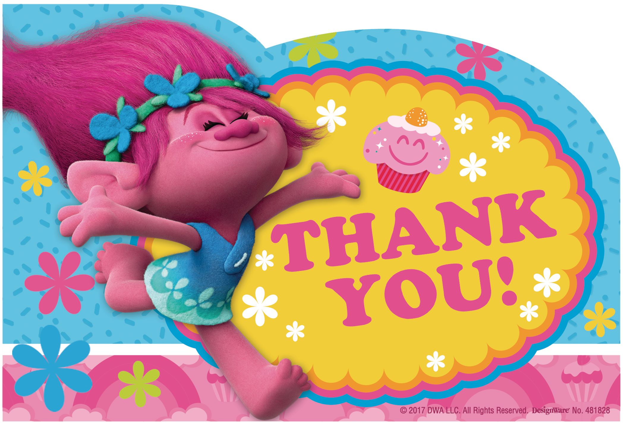 Trolls Thank You Notes, 8-pk Front_Flat