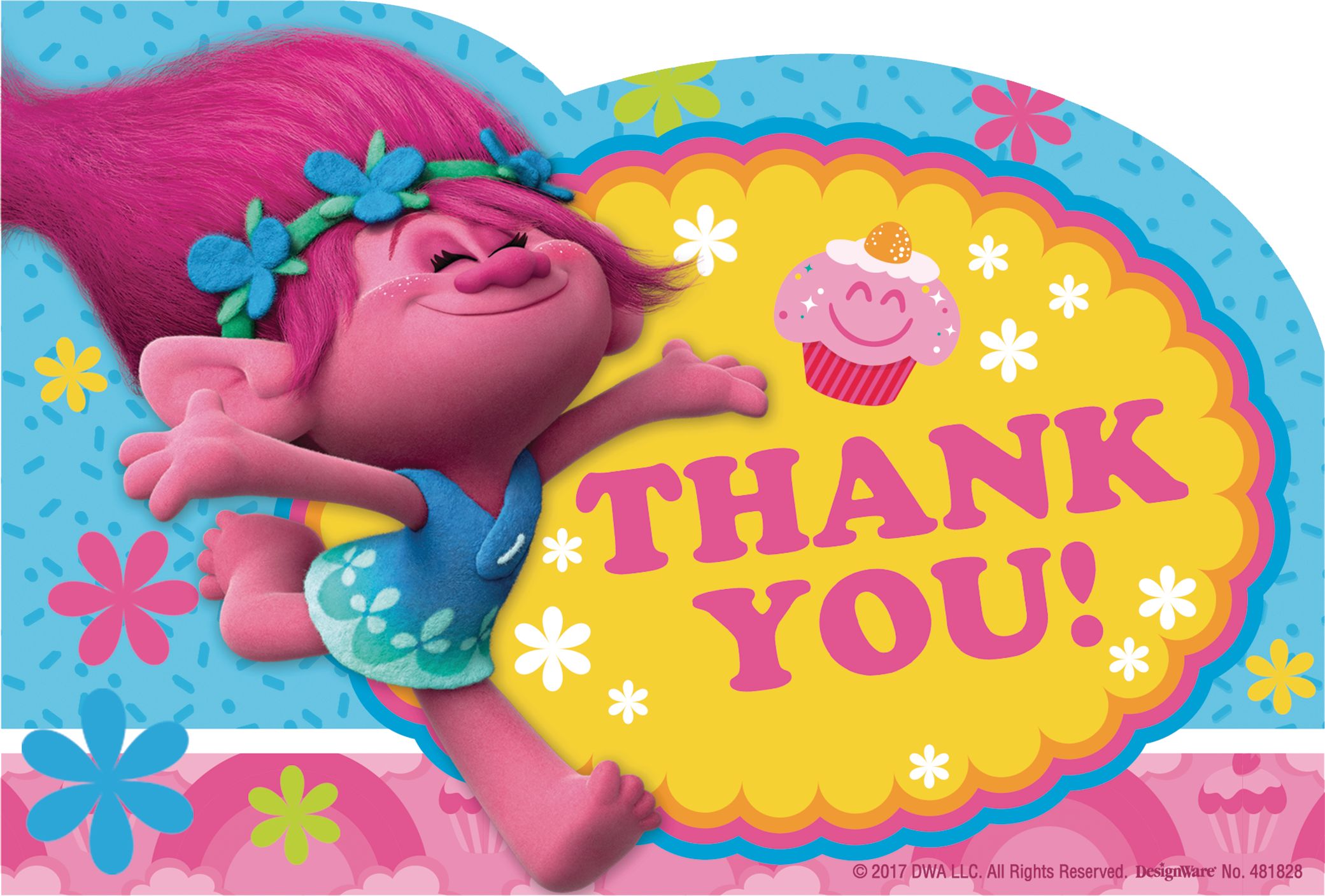 Trolls Thank You Notes, 8-pk Front_Flat