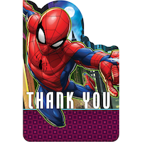 Cartes de remerciement pour fête d’anniversaire Marvel Spider-Man Webbed Wonder, paq. 8 Front_Flat