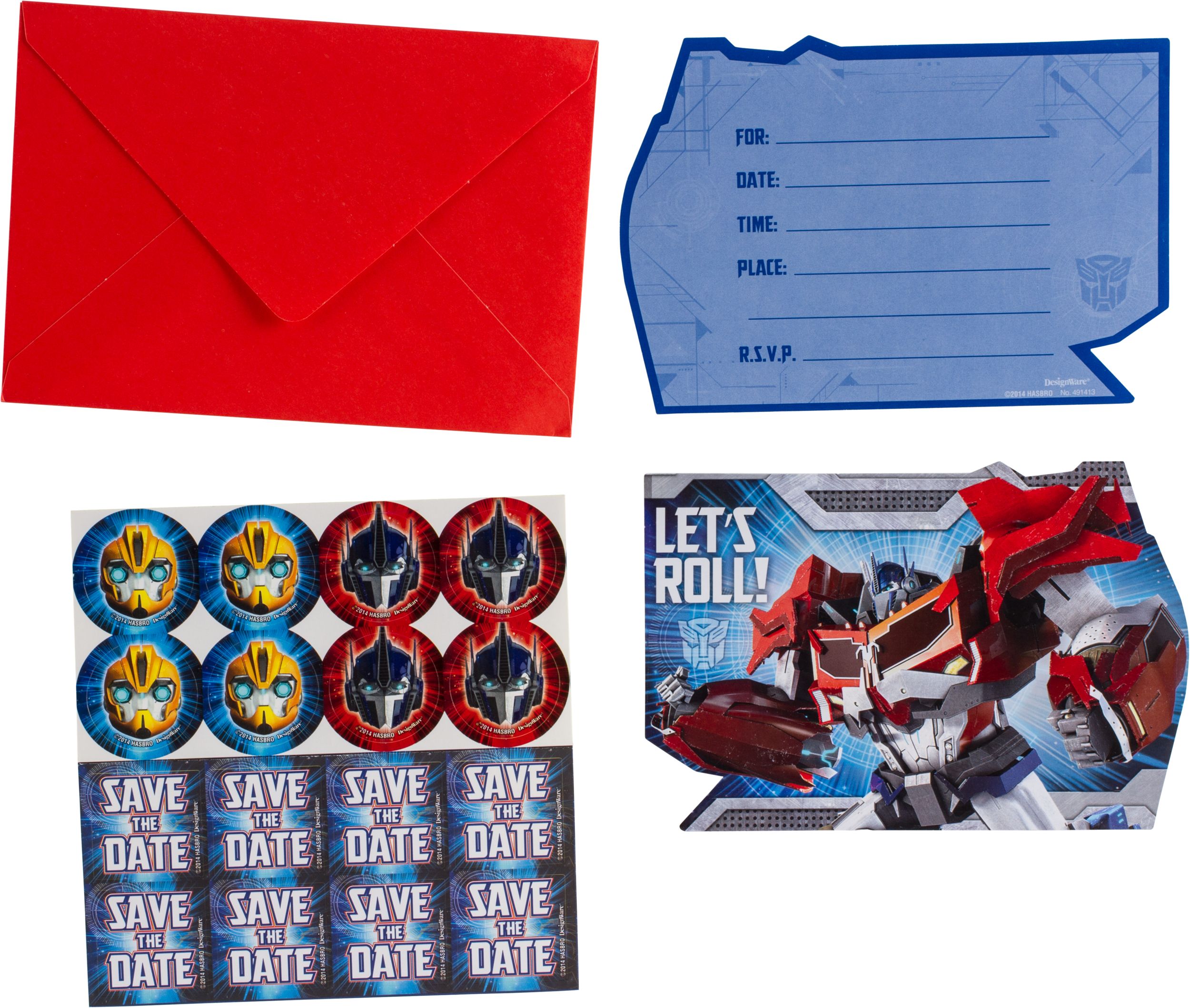 8 Pack Transformers Core Postcard Invitations | The Base Warehouse, image size:2500x2117