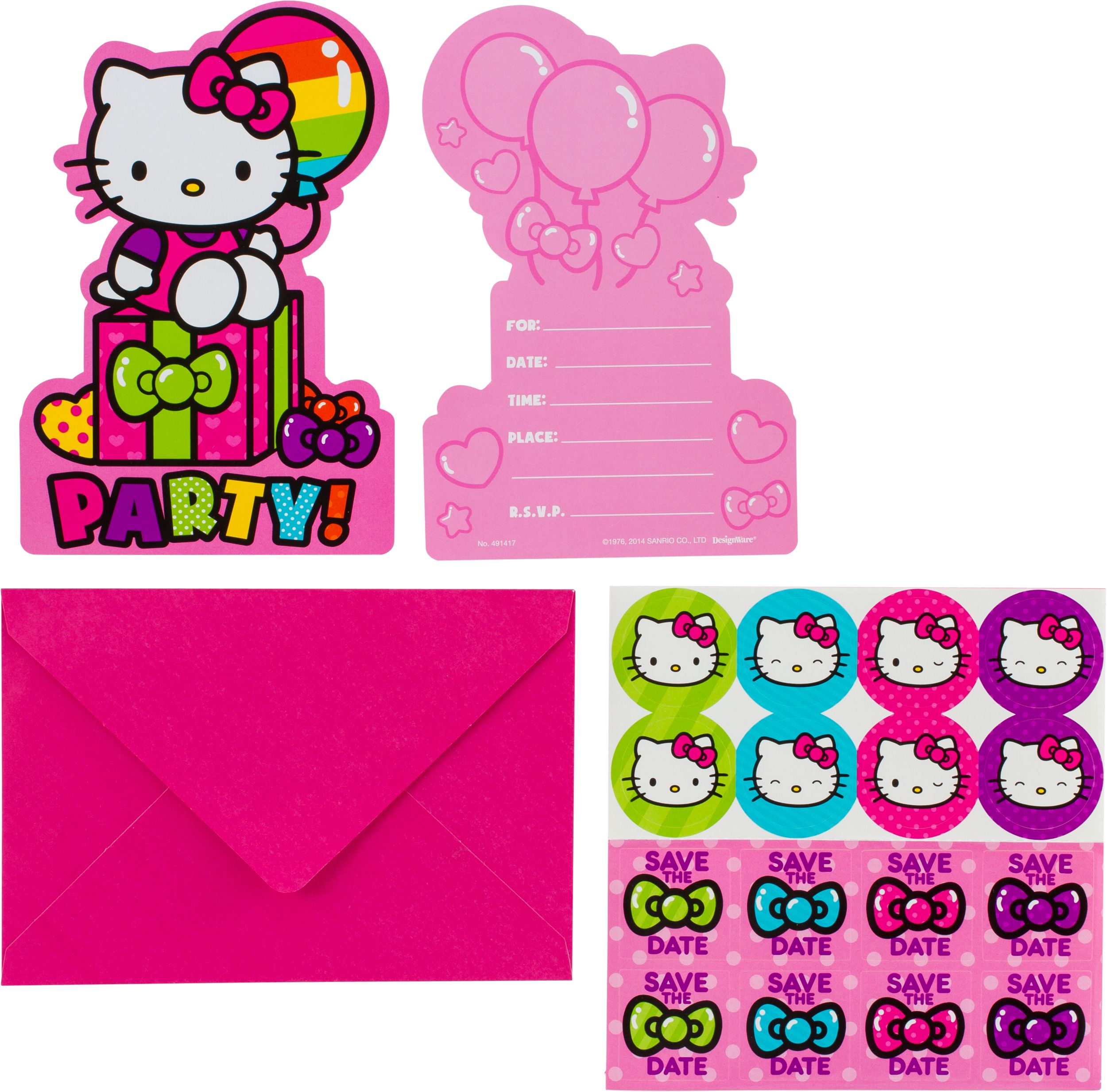 Rainbow Hello Kitty Birthday Party Invitations, 8-pk Composite_or_Mixed