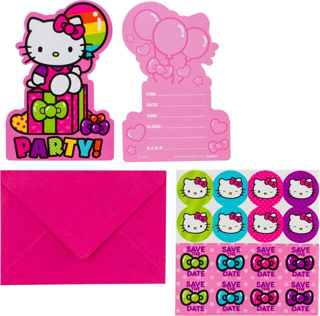 Rainbow Hello Kitty Birthday Party Invitations, 8-pk Composite_or_Mixed