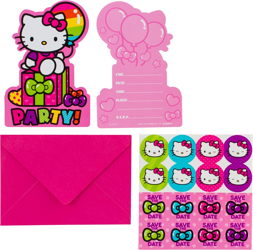 Rainbow Hello Kitty Birthday Party Invitations, 8-pk | Canadian Tire