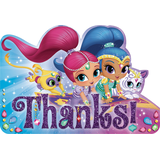 Nickelodeon Shimmer and Shine "Thanks" Thank You Notes, Purple/Blue/Pink, 8-pk, for Birthday Party Front_Flat