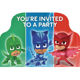 Invitations pour fête d'anniversaire, Pyjamasques, paq. 8 Front_Flat