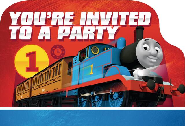 Invitations pour fête d'anniversaire Thomas le petit train, paq. 8 Front_Flat