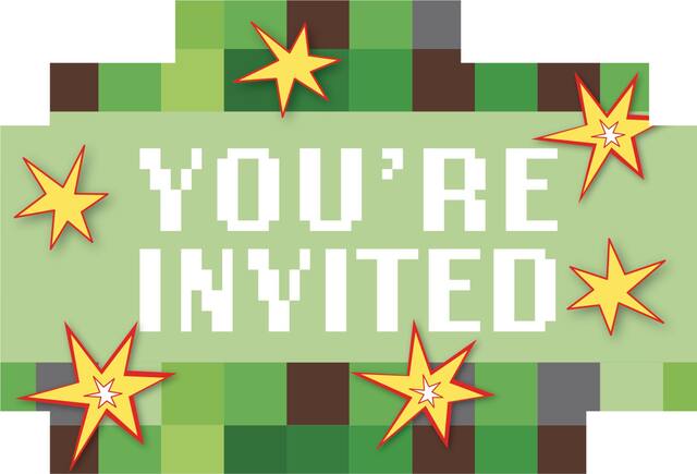 Pixelated Video Game Birthday Party Invitations, 8-pk Front_Flat