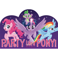 Invitations pour fête d'anniversaire Mon petit poney, Party Like A Pony, paq. 8 Front_Flat