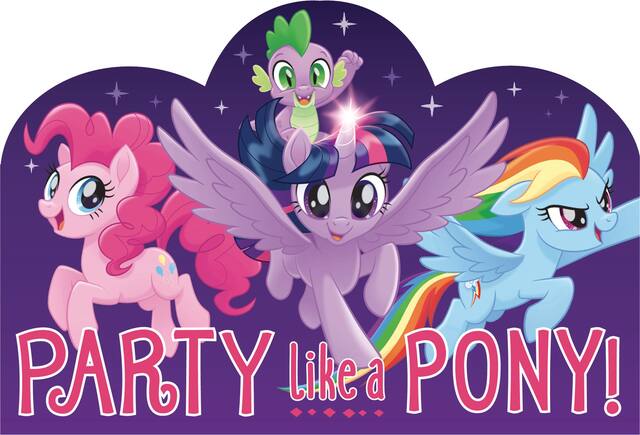 Invitations pour fête d'anniversaire Mon petit poney, Party Like A Pony, paq. 8 Front_Flat