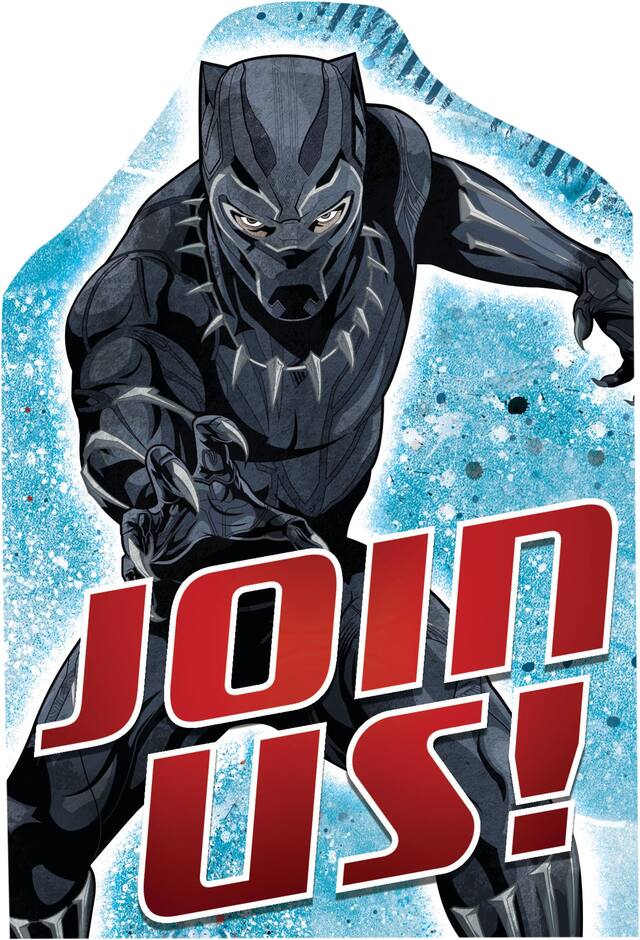 Black Panther Birthday Party Invitations, 8-pk Front_Flat