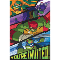 Invitations pour fête d’anniversaire Le Destin des Tortues Ninja, paq. 8 Front_Flat