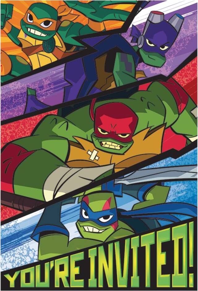 Rise of the Teenage Mutant Ninja Turtles Birthday Party Invitations, 8-pk Front_Flat