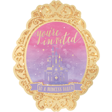 Disney Princess Once Upon A Time "You're Invited" Paper Party Invitations with Envelopes, Gold/Pink/Purple, 8-pk, for Birthday Party Front_Flat
