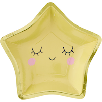 Assiettes Twinkle Twinkle Little Star, or métallique, paq. 8 Overhead_Flat