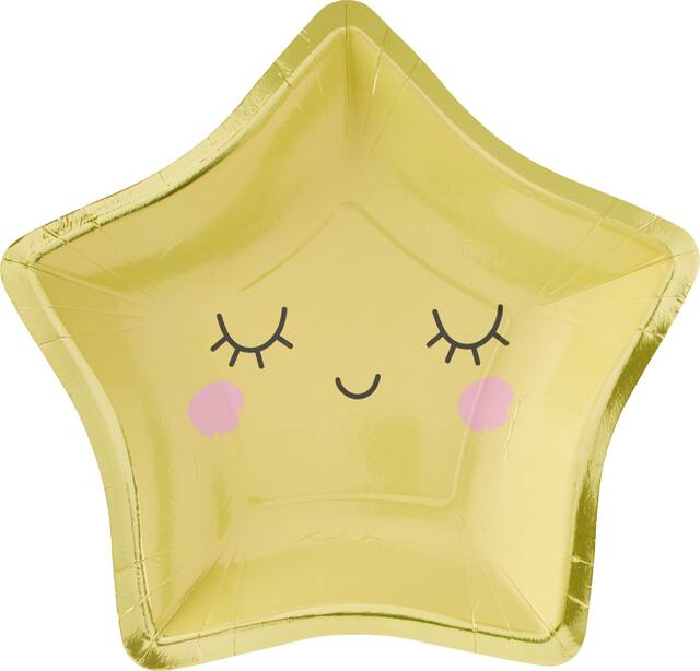 Metallic Gold Twinkle Twinkle Little Star Plates, 8-pk Overhead_Flat