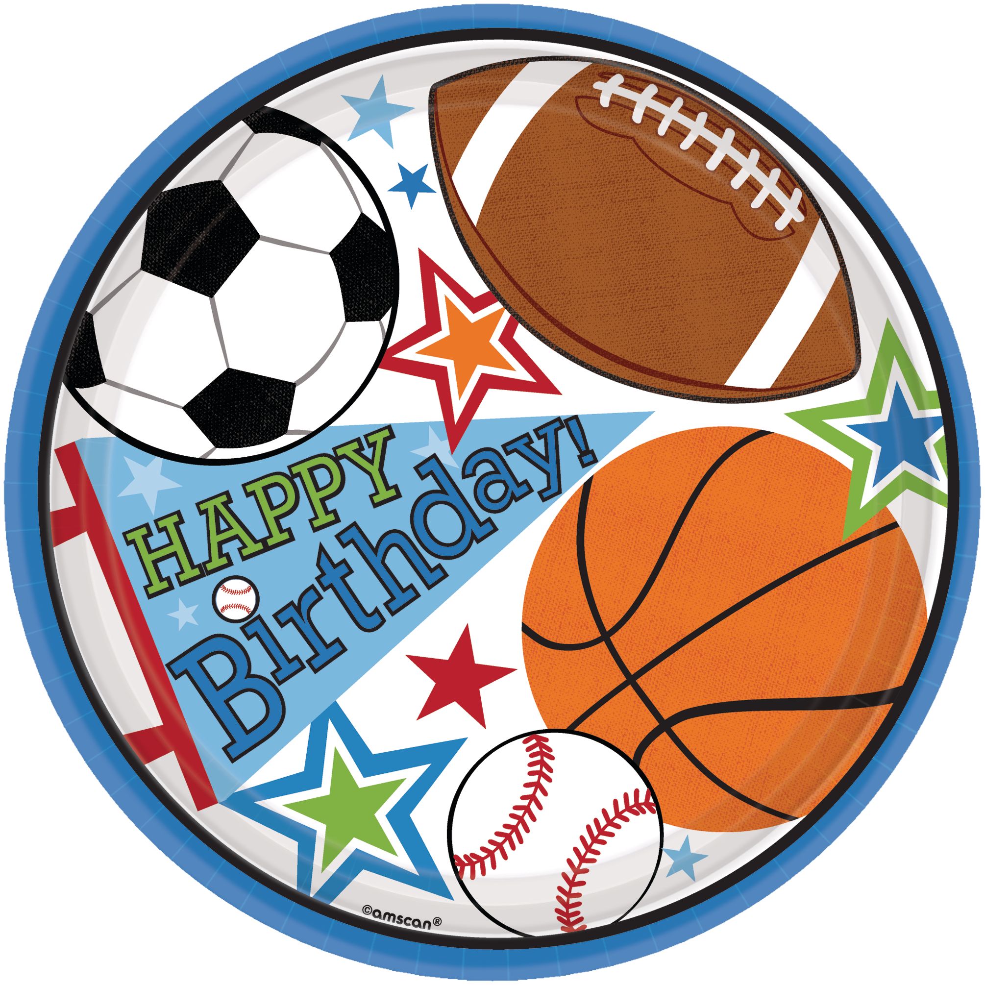 Sports Birthday Party Plates, 9-in Overhead_Flat