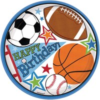 Sports Birthday Party Plates, 9-in Overhead_Flat