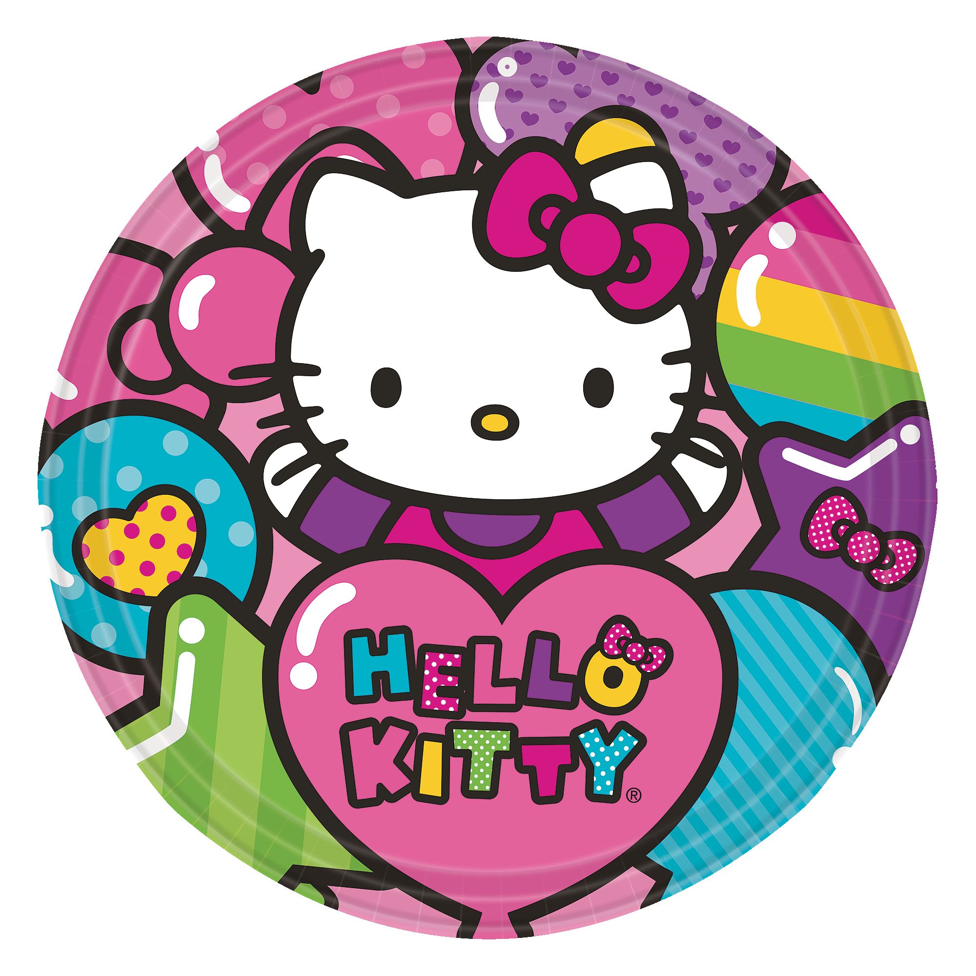 Rainbow Hello Kitty Lunch Plates, 8-pk Overhead_Flat