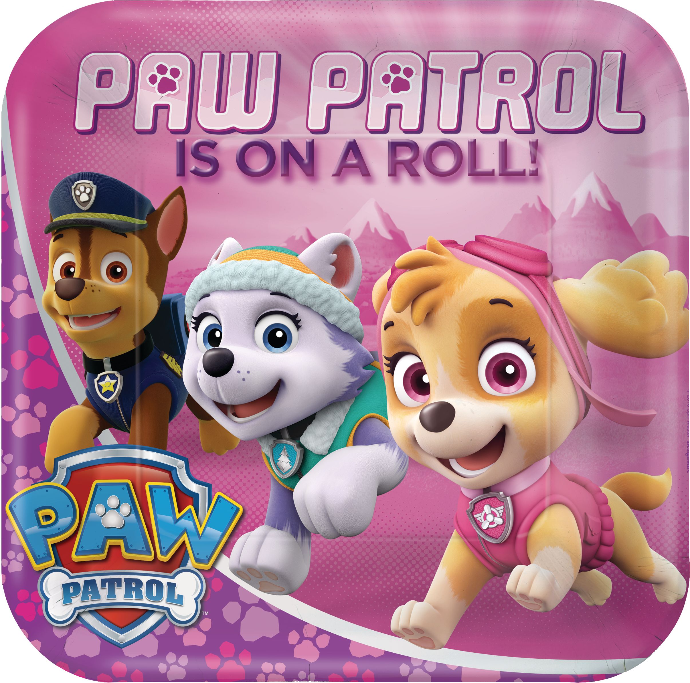Pink PAW Patrol Lunch Plates, 8-pk Overhead_Flat
