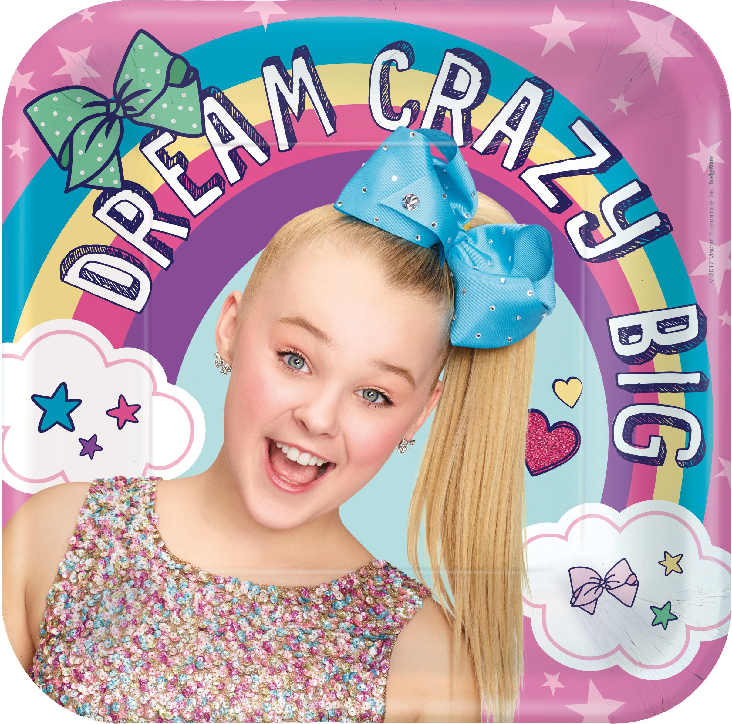 JoJo Siwa Birthday Party Square Lunch Plates, 9-in, 8-pk Overhead_Flat