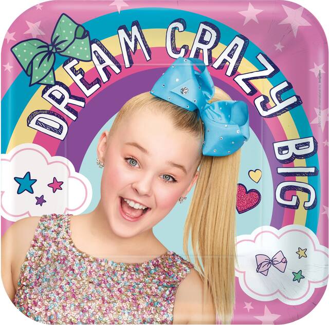 JoJo Siwa Birthday Party Square Lunch Plates, 9-in, 8-pk Overhead_Flat