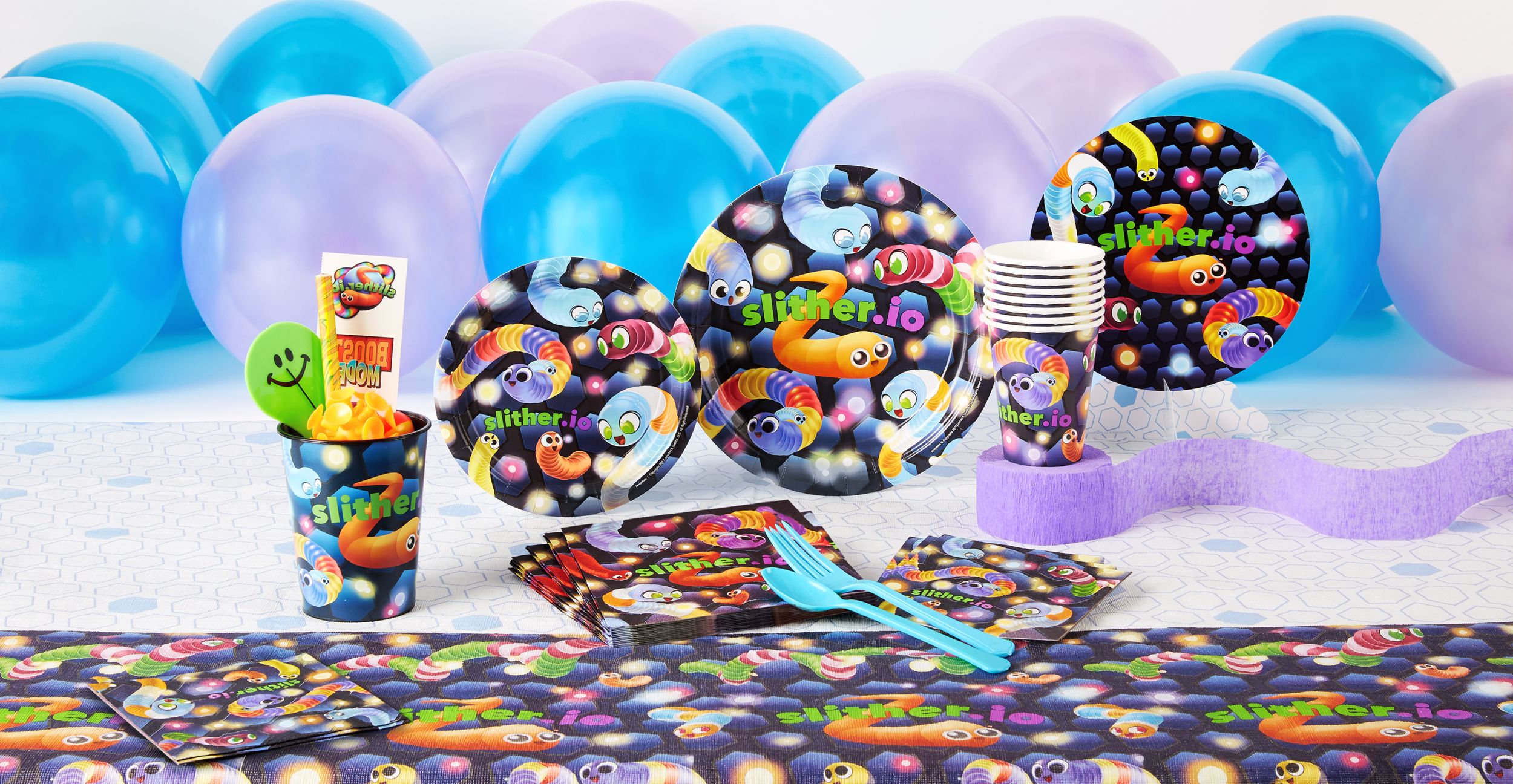 Assiettes à dîner jetables pour fête d'anniversaire, Slither.io, paq. 8 Composite_or_Mixed