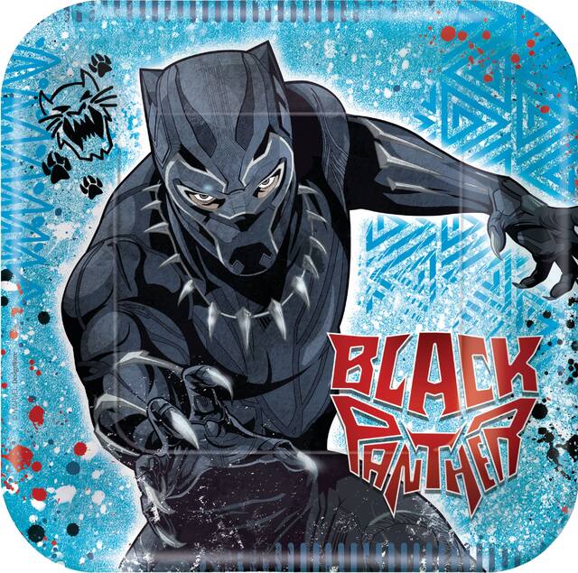 Black Panther Birthday Party Lunch Plates, 9-in, 8-pk Overhead_Flat