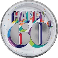 Assiettes à dîner 60e anniversaire, métalliques, 9 po, paq. 8 Overhead_Flat