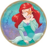 Disney Princess Once Upon A Time "Make a Splash" Ariel Round Paper Disposable Lunch Plates,Blue/Purple, 9-in, 8-pk, for Birthday Party Overhead_Flat
