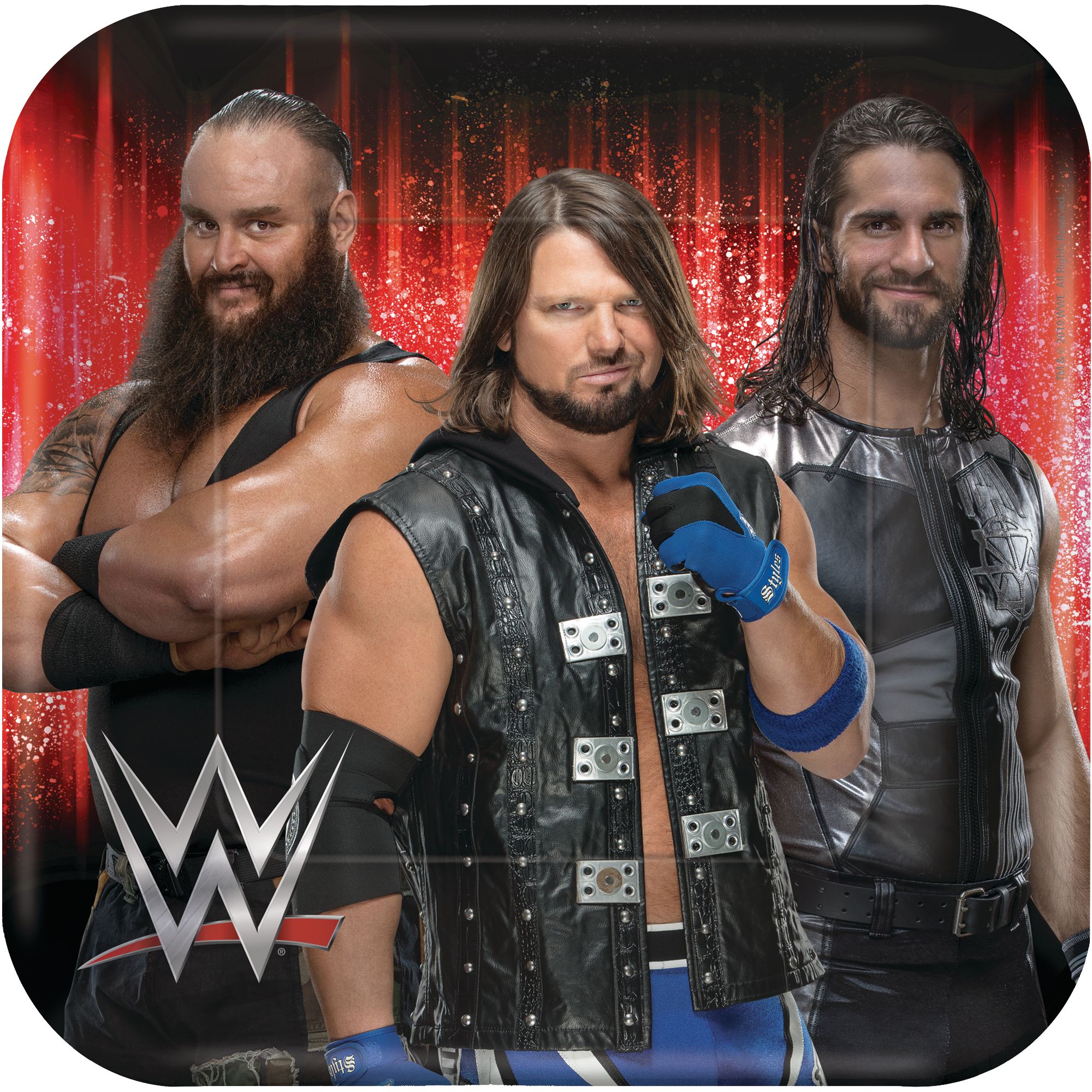 WWE Champion Birthday Party Disposable Lunch Paper Plates, 9-in, 8-pk Overhead_Flat