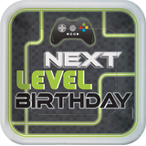 Level Up "Next Level Birthday" Square Paper Disposable Lunch Plates,Black/Green, 9-in, 8-pk, for Birthday Party Overhead_Flat