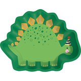 Dino-Mite Dinosaur Paper Disposable Lunch Plates, Green, 9-in, 8-pk, for Birthday Party Side_Right