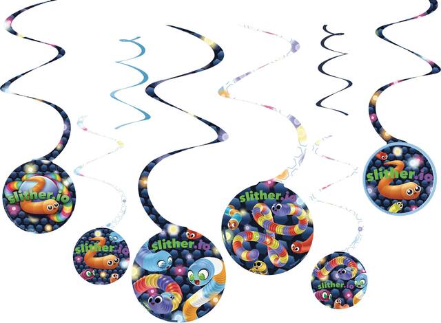 Slither.io Hanging Swirl Birthday Party Decorations, 8-pc Front_Flat