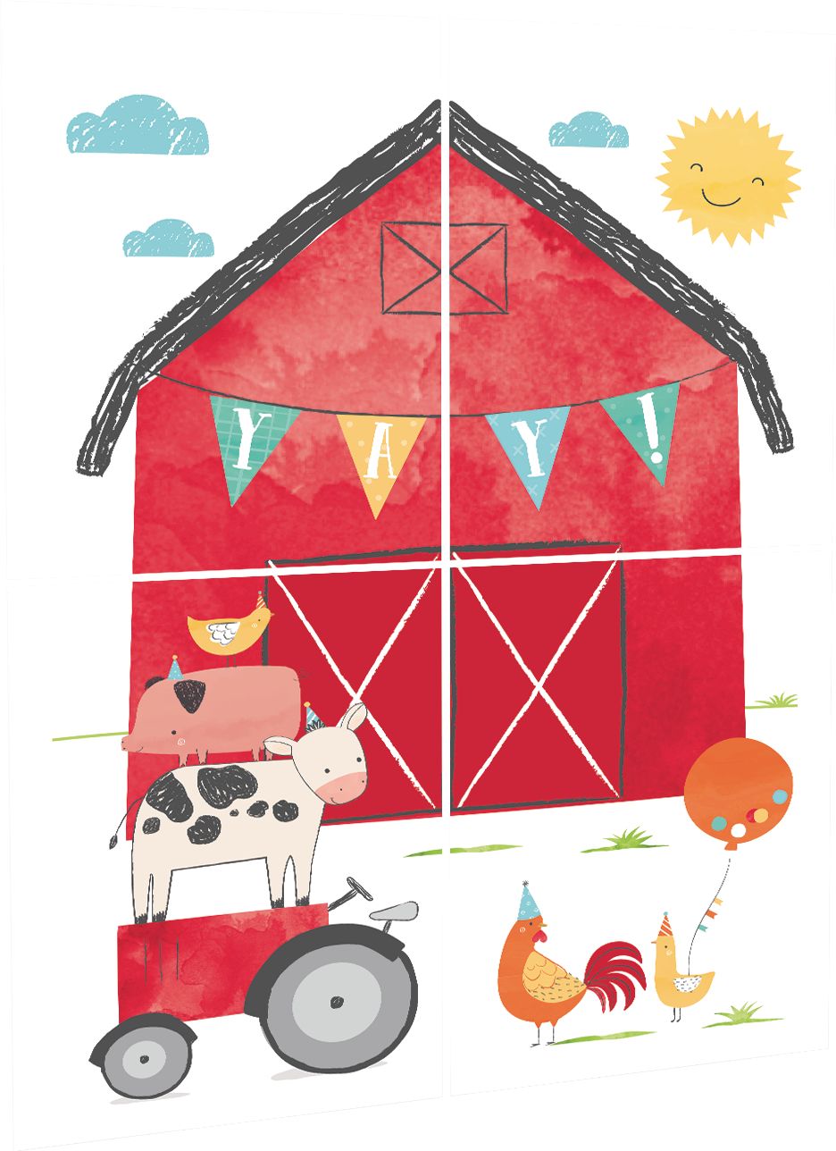 Friendly Farm Scene Setter Birthday Party Decoration with Photo Booth Props, 16-pc Front_Angled_Right