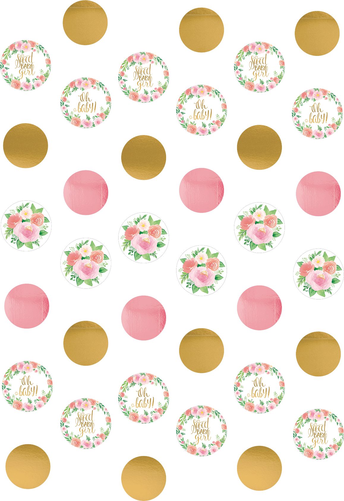 Décorations sur fil Bébé floral, 6p Front_Flat