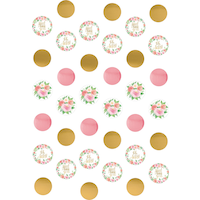 Floral Baby "Sweet Baby Girl" String Hanging Decorations, Pink/Gold, 7-ft, 6-pk, for Baby Shower