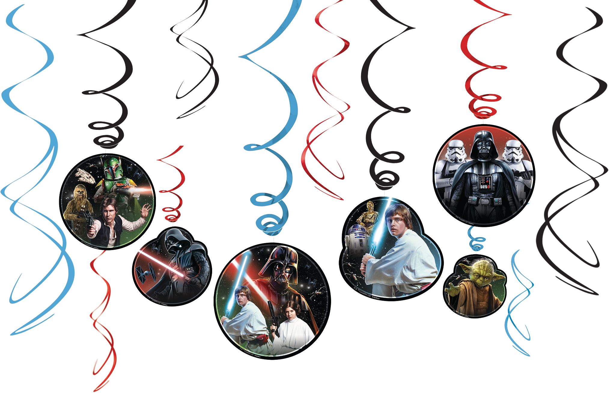 Star Wars Hanging Swirl Birthday Party Decorations, 12-pc Front_Flat
