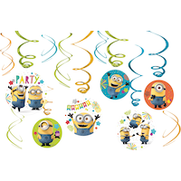 Minions Hanging Swirl Birthday Party Decorations, 12-pc Front_Flat