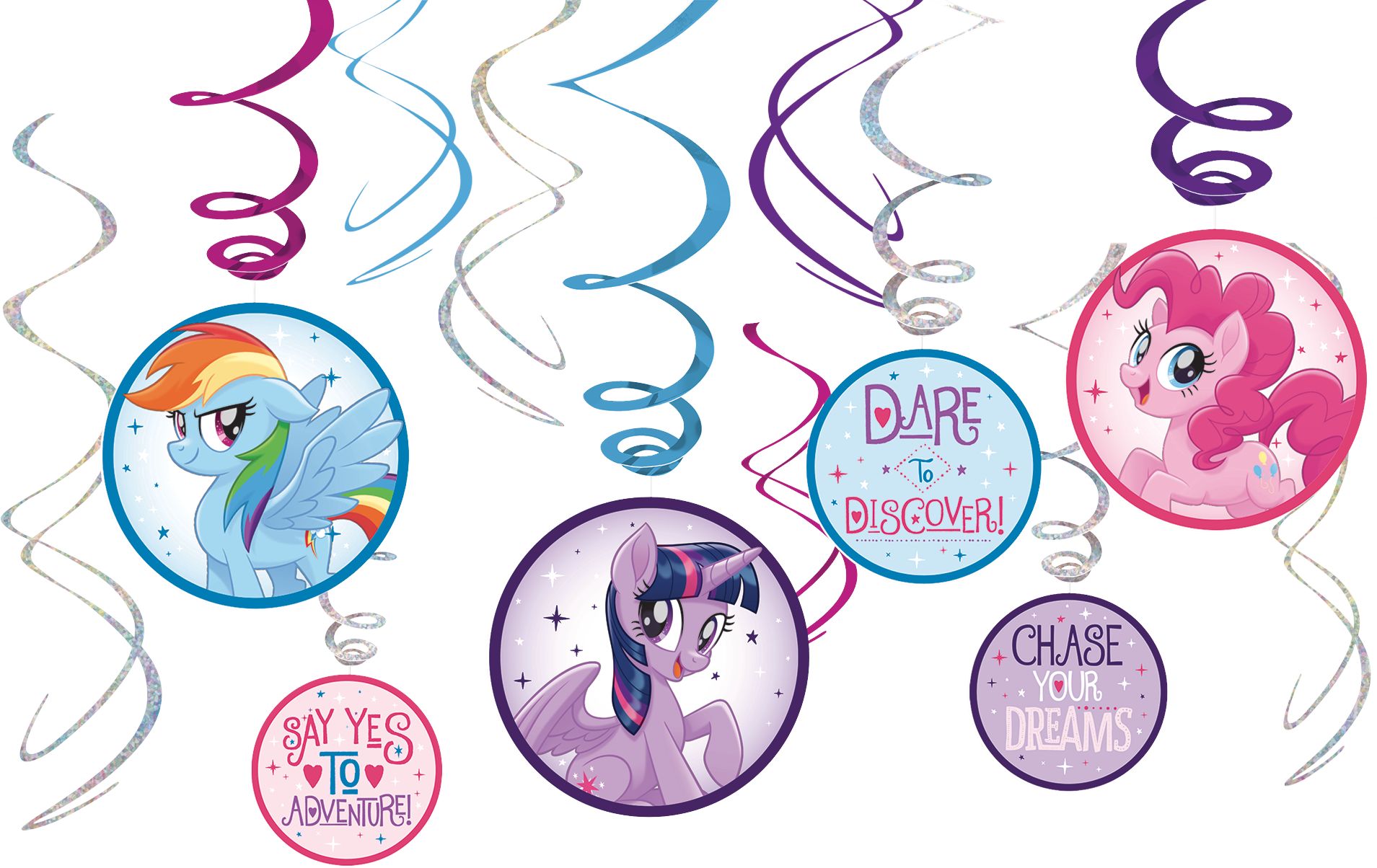 My Little Pony Swirl Hanging Pary Decorations, Blue/Pink/Purple, 12-pc Front_Flat