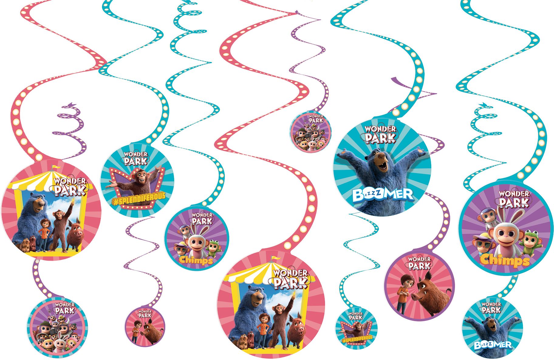 Wonder Park Hanging Swirl Birthday Party Decorations, 12-pc Front_Flat