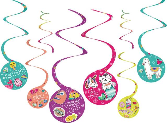 Selfie Celebration Hanging Swirl Birthday Party Decorations, 8-pc Front_Flat
