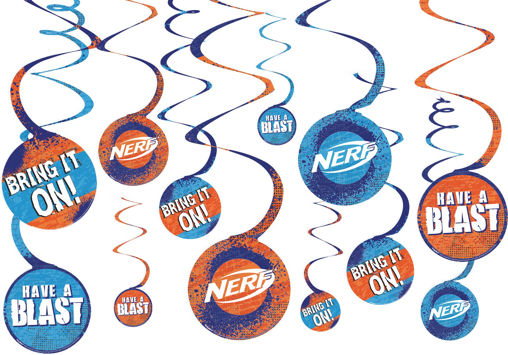 Nerf Swirl Decorations, 12-pc Front_Flat