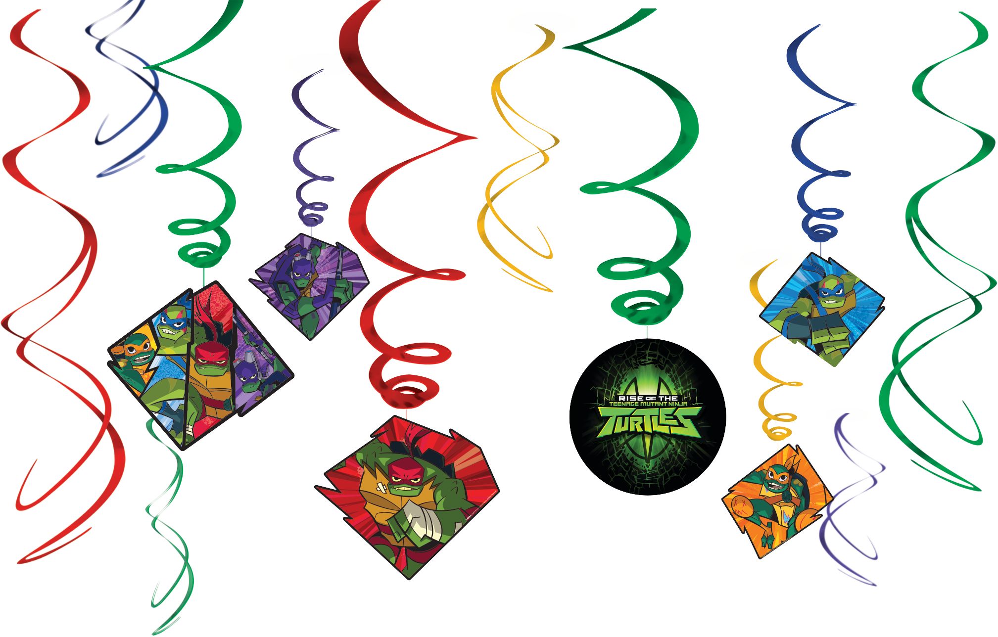 Rise of the Teenage Mutant Ninja Turtles Hanging Swirl Birthday Party Decorations, 12-pc Front_Flat