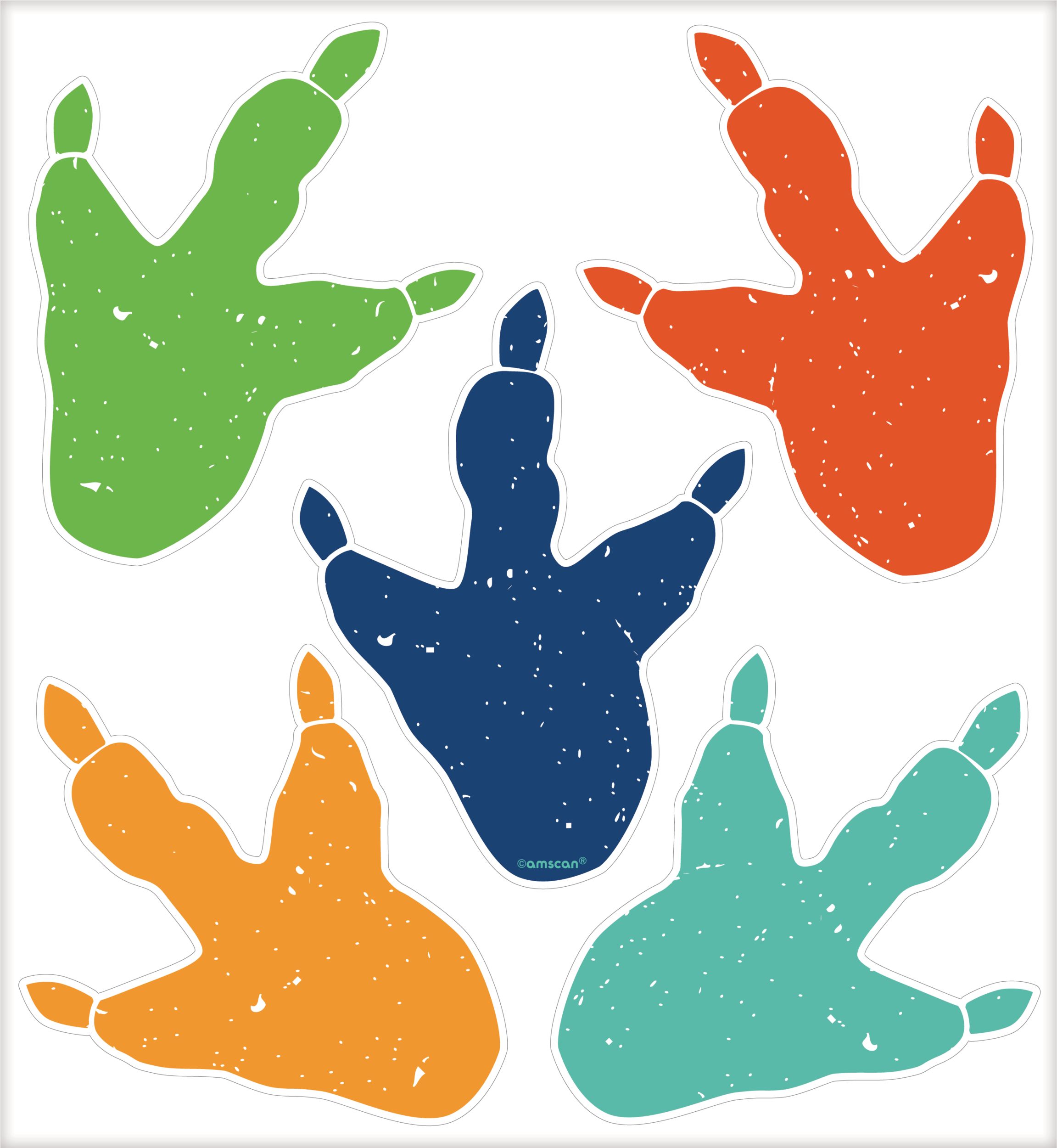 Autocollants en vinyle pour fête d'anniversaire, empreinte de dinosaure, paq. 10 Front_Flat