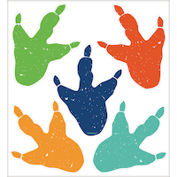 Dino-Mite Dinosaur Footprint Wall & Window Vinyl Cling Decal Decorations, Multi-Coloured, 4-in, 10-pk, for Birthday Party